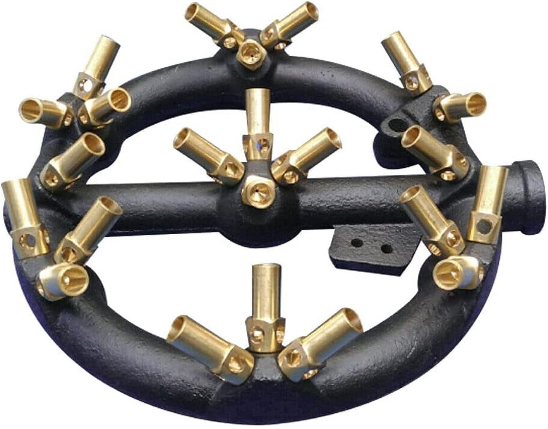 Natural Gas Jet Burner Cast Iron Body Brass Burner High Power Multi-nozzles Stove Jet Burner for Chinese Wok Range, Grilling, Stir Fry (23 Tips)