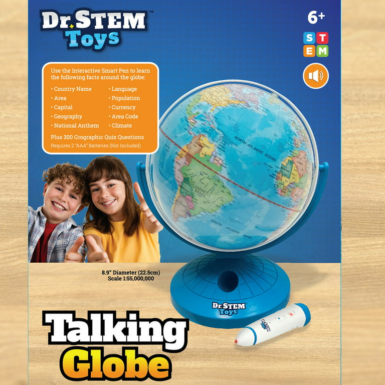 Dr. STEM Toys Talking World Globe with Interactive Stylus Pen and Stand 