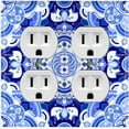 thumbnail image 1 of Metal Light Switch Plate Cover Mandala Blue White Floral Tile Pattern Damask MDL083, 1 of 13