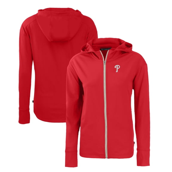 Women's Cutter & Buck Red Philadelphia Phillies Daybreak Eco Recycled Full-Zip Hoodie