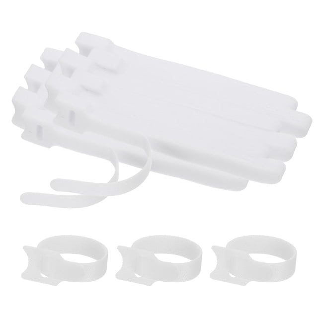 Uxcell Bridas de Cable Reutilizables, Organizador de Cuerda con Cierre de Gancho y Bucle Ajustable Blanco 130