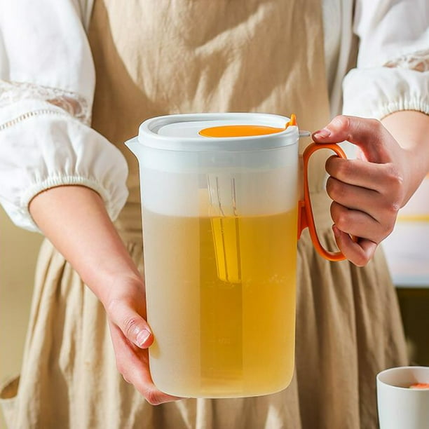 Hxoliqit 52oz Airtight Plastic Pitcher with Lemon Limes Print,Kool