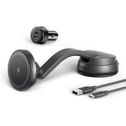 Anker 613 Magnetic Wireless Charger Car Charging Mount with 2-Port USB Car Charger