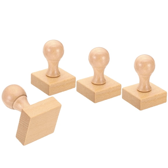 Uxcell 40mm Stamp Wood Square Handle, 4 Pack Wooden Knobs Stamp Mounts Drawer Pulls Scrapbooking, Brown