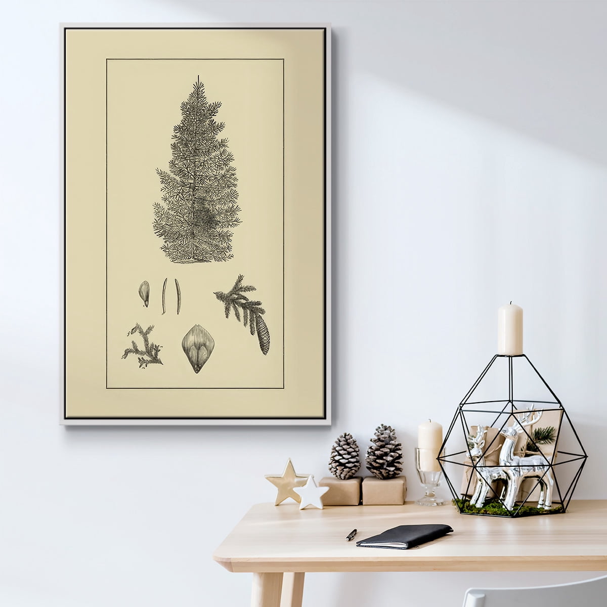 Arbor Study I - Framed Gallery Wrapped Holiday Canvas - 17 x 25 - White Frame