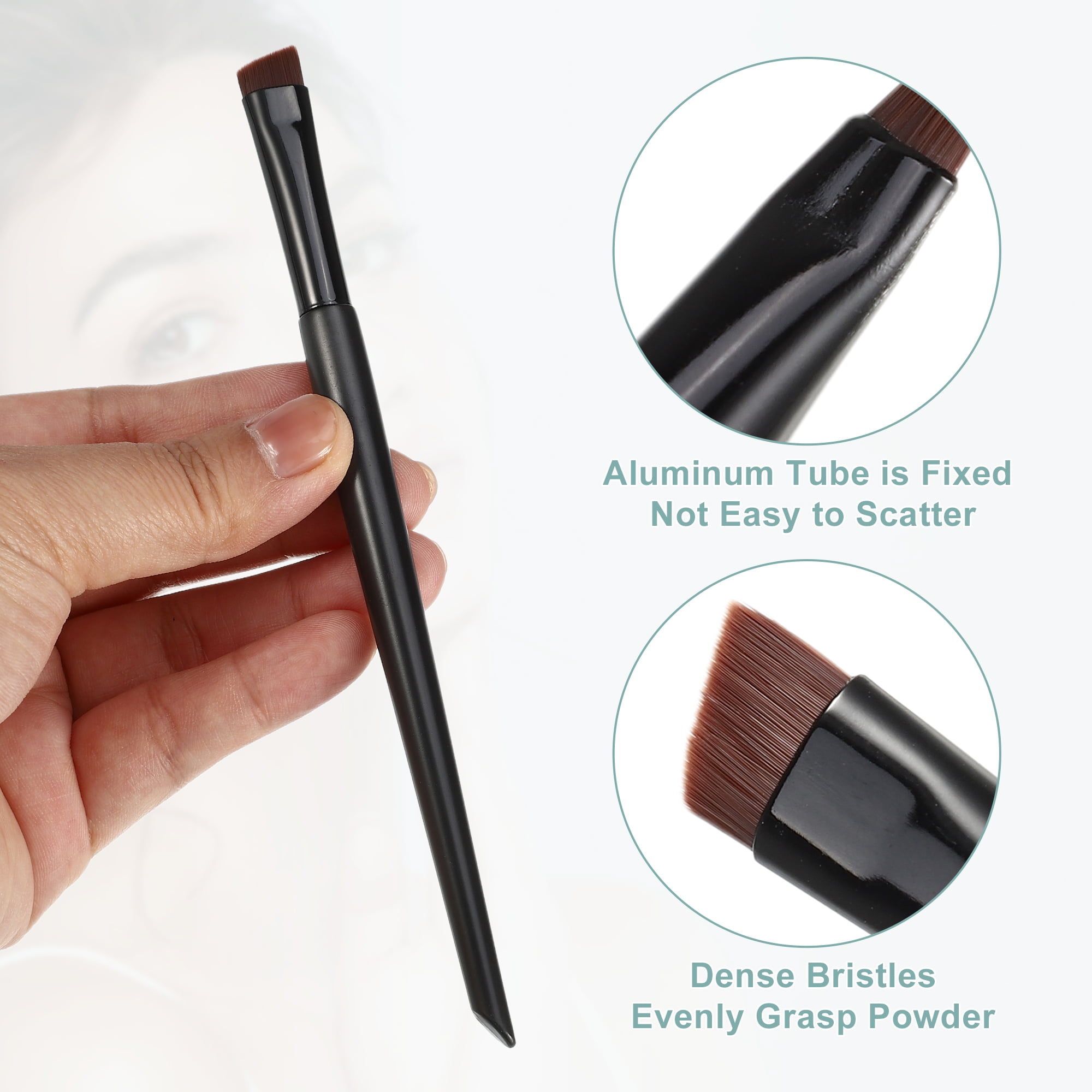 Unique Bargains 3pcs Makeup Brush Set Eyebrow Eyeliner Wooden Handle Smudger Makeup Tools