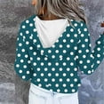 thumbnail image 5 of Brondbend Hoodies Women Pullover for Women Long Sleeved Drawstring Pocket Button Pullover Polka Dot Print Comfortable Oversized Tops Lady Mountaineering Fall Winter Wear Green, 5 of 5