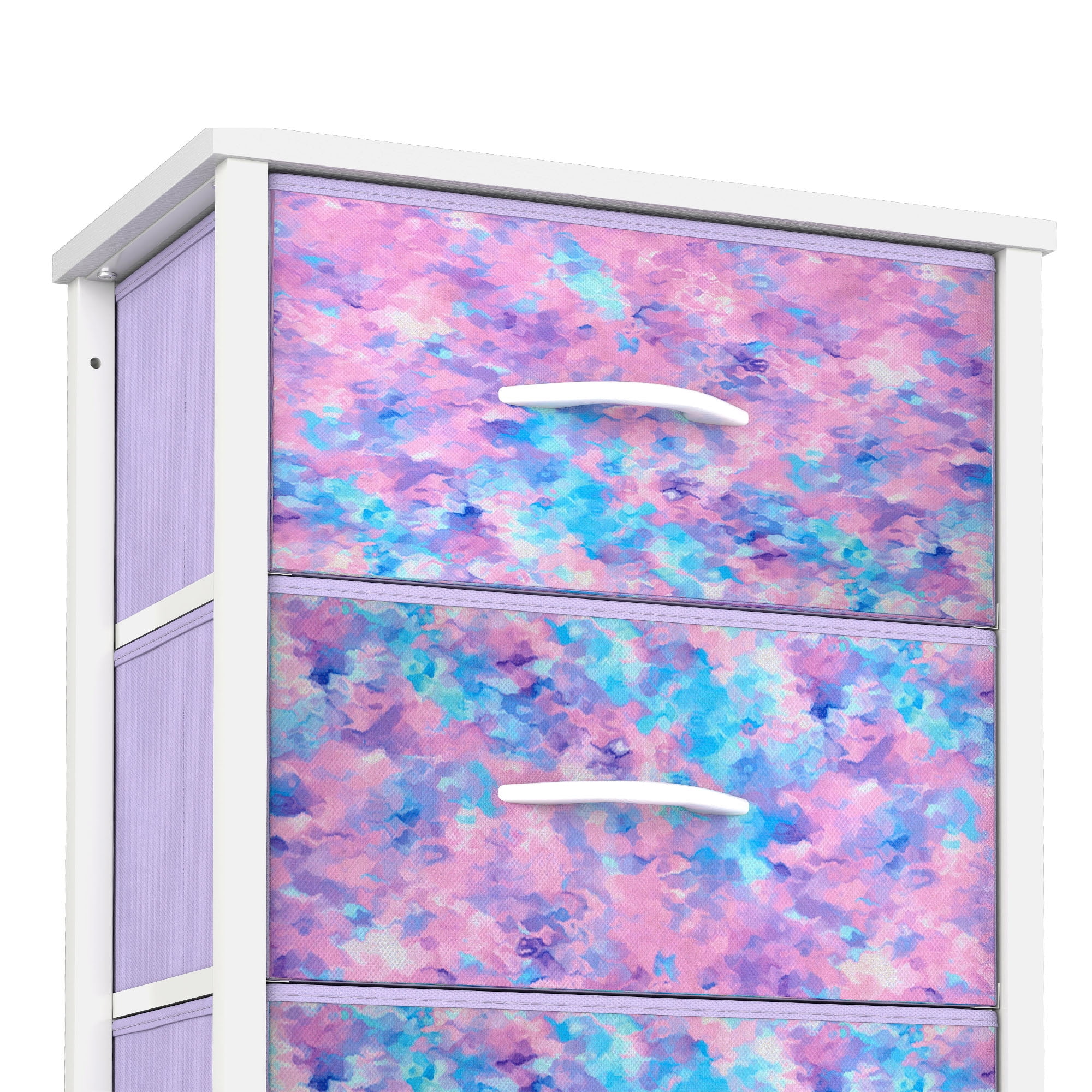 Uforic 4 Drawer Dresser Fabric Chest of Drawers Furniture Storage Organizer for Living Room,,Hallway, Tie-dye Purple