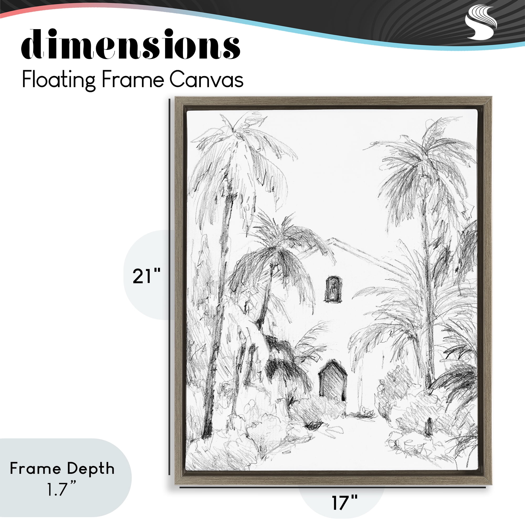 Stupell Industries Island Church Sketch Brown Framed Floater Canvas Wall Art, design by Lanie Loreth