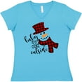 thumbnail image 3 of Inktastic Baby It's Cold Outside Cute Snowman in Plaid Print Women's V-Neck T-Shirt, 3 of 5