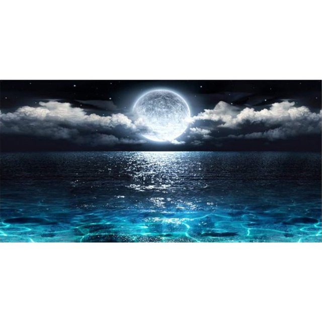 Patrón de pintura de diamantes Sea Moon 5D Full Square Resin Rhinestone Picture Gift FLhrweasw Nuevo