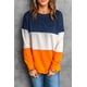 thumbnail image 3 of ABPHQTO Sudadera de mujer colorblock naranja con costuras en contraste y aberturas, 3 of 5