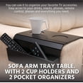 thumbnail image 2 of Sofa Arm Tray Table. Remote Control and Cellphone Organizer Holder, Arm Rest Organizer, Arm Rest Table with Pockets (Dark Brown), 2 of 8