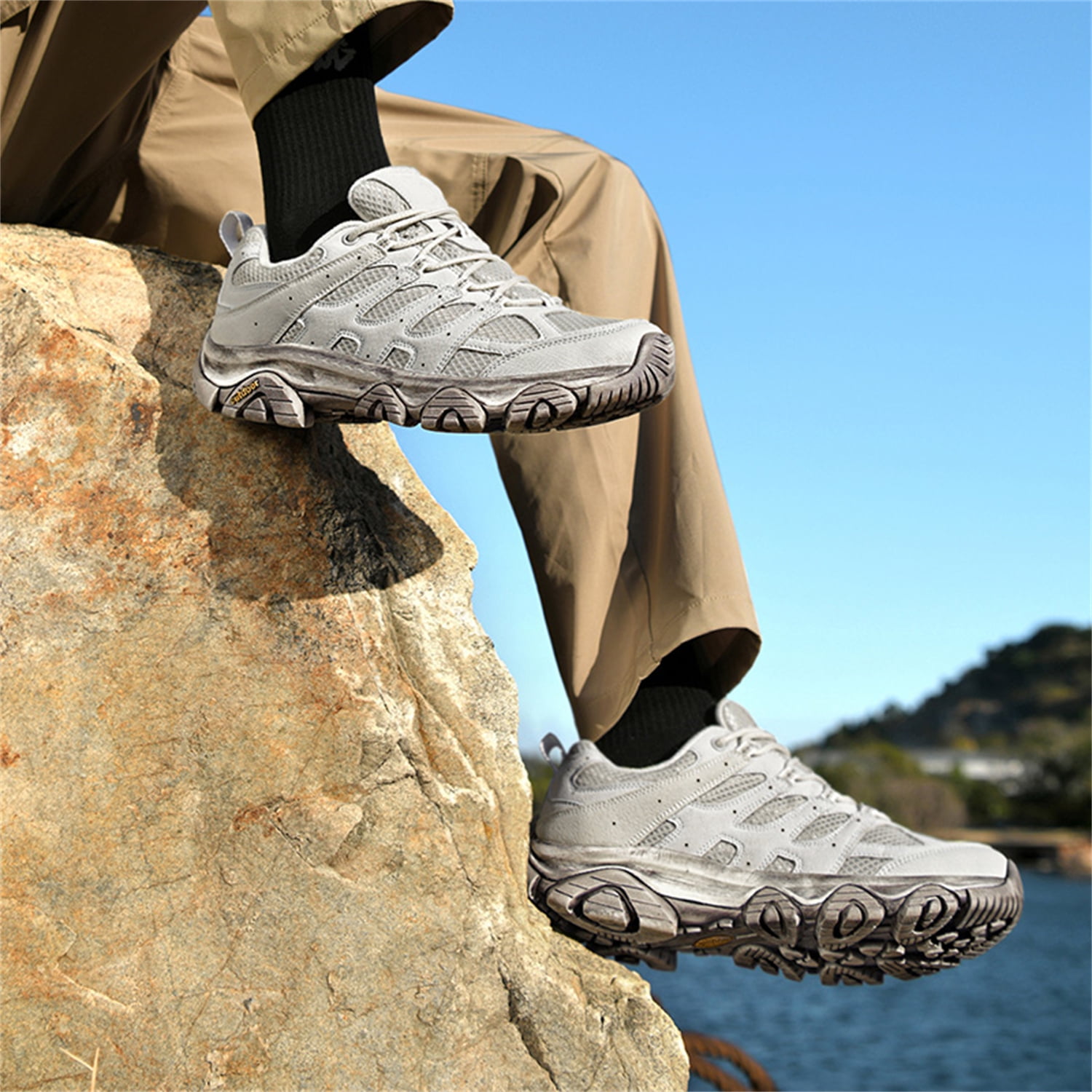 YOURDIARY Mens Gym Shoes Thick Sole Lace-Up Hiking Shoes Sports Running Sneakers