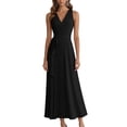 thumbnail image 4 of Delconic Sleeveless V Neck Wrap Dress for Women with Adjustable Waist Tie and Flared Hem Suitable for Daily Wear and Events Black L, 4 of 5