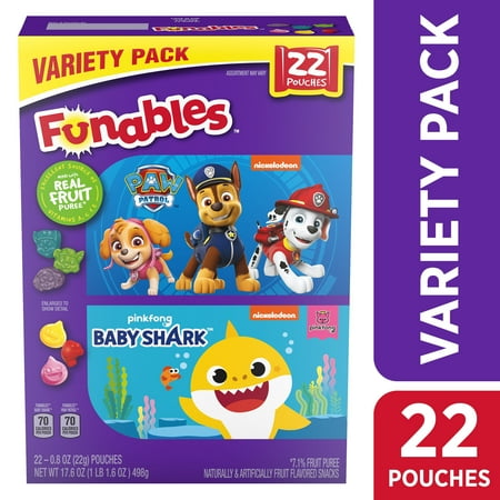 Funables Paw Patrol and Baby Shark Variety Fruit Snacks, 17.6 oz, 22 Count