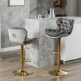 thumbnail image 2 of Swivel Kitchen High Bar Chairs with Golden Base Velvet Bar Stool Chair Height Adjustable Counter Chair with Back Swivel Barstool with Footrest for Kitchen Dining Room (Set of 4), 2 of 9
