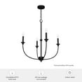 thumbnail image 7 of Hunter - Southcrest 4-light Matte Black, Large Chandelier, Dimmable, Casual Style, Candle Shaped, for Bedrooms, Dining, Living Rooms - 19636, 7 of 7