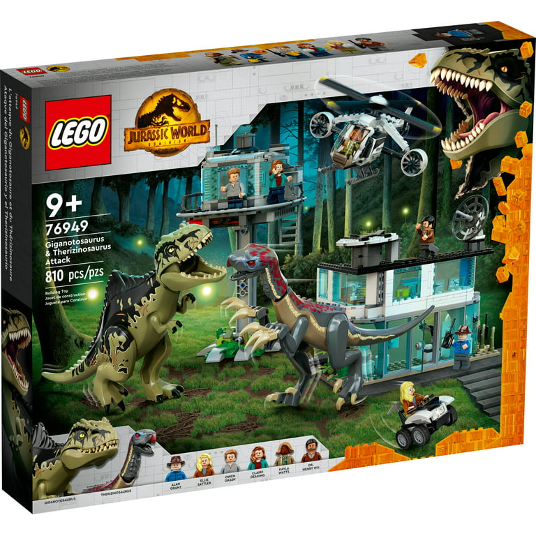 LEGO World Giganotosaurus & Therizinosaurus Attack 76949 with Dinosaur Toy Figures, ATV Car, Helicopter & Garage, Gifts for Kids, and Girls - Walmart.com