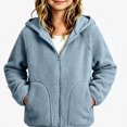 thumbnail image 3 of HAOTAGS Girls Hooded Fleece Jacket (3-13) Solid Color Long Sleeve Jacket With Pocket Warm Zipper Outerwear Light Blue Size 6, 3 of 9