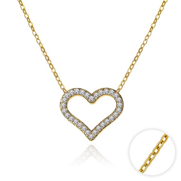 JeenMata Heart Pendant Necklace - Yellow Gold Plating Chain Necklace for Women, Fashion Necklace for Everyday Wear