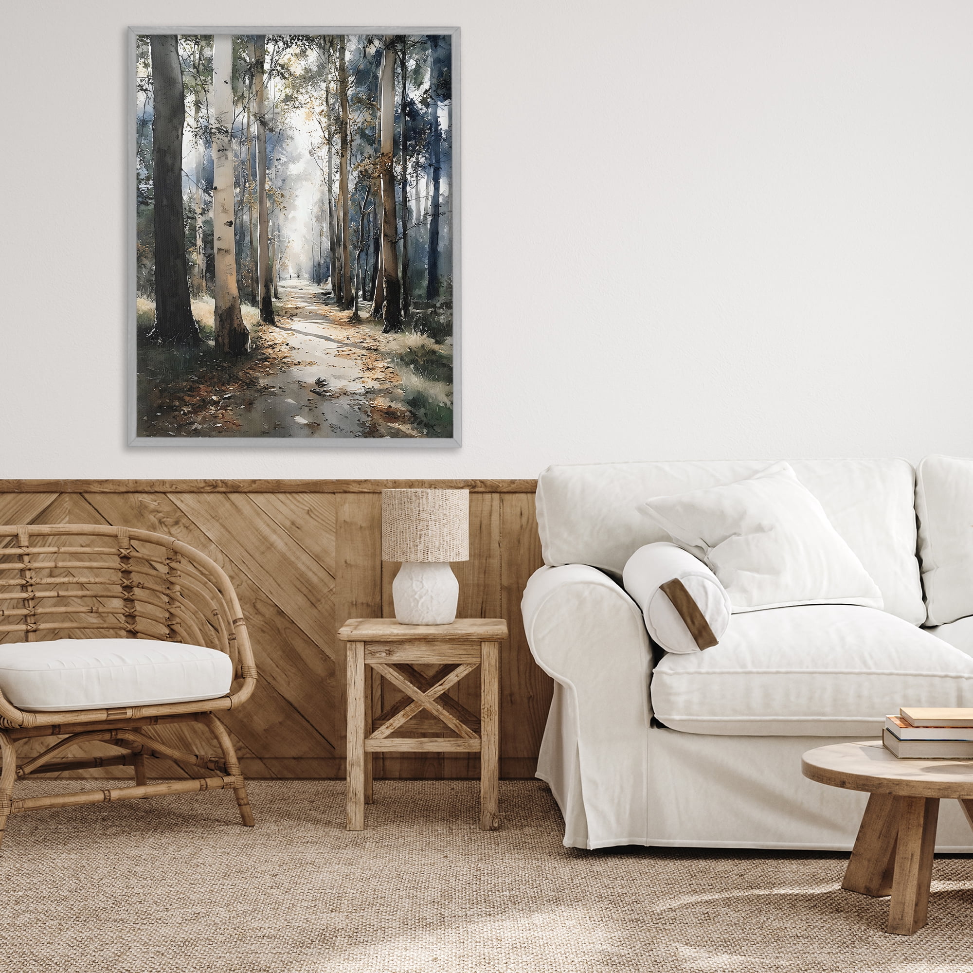 Stupell Industries Path in Autumn Light Gray Framed Giclee Art, design by Franklyn Gregory