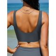 thumbnail image 4 of Camiseta de bikini ZAFUL, tankini corto con nudo en la parte delantera, acolchado, gris y azul, L, 4 of 5