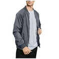 thumbnail image 2 of Siilsaa Jacket Men Lightweight Bomber Jacket Zip Up Causal Fashion Flight Windbreaker Light Jacket Dark Gray,XL, 2 of 5