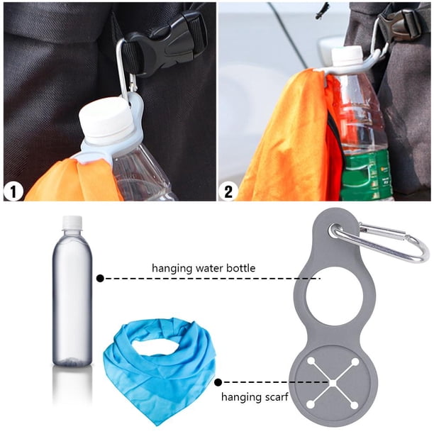 Soporte para botella de agua deportiva Hebilla Mosquetón Gancho para toalla de camping (Gris)