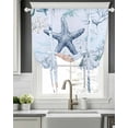 thumbnail image 5 of Coastal Starfish Tie Up Curtains for Window, Thermal Insulated Balloon Shade Adjustable Rod Pocket Curtains Valance Panels for Kitchen Bathroom Cafe 42 x 54 Summer Ocean Coral, 5 of 6