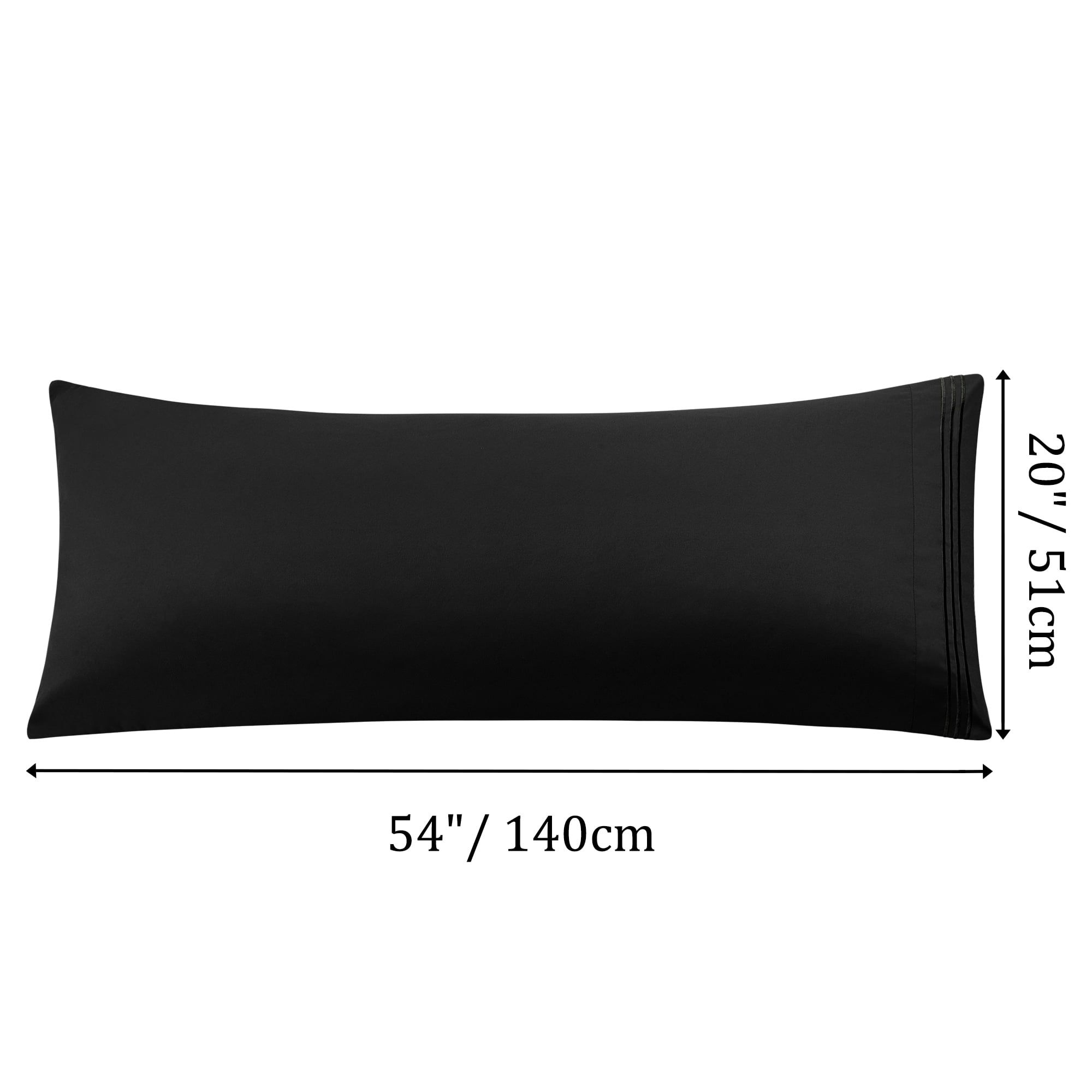 Unique Bargains Polyester Body Pillowcase with Envelop Closure Black 20"x54"