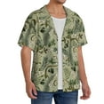 thumbnail image 2 of KLL Tropical Plants Green Print Men's Shirt Short Sleeve Button Down Summer Cuba Beach Shirts- X-Large, 2 of 5