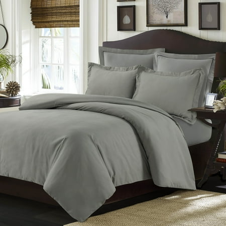 Valencia Solid Oversized Duvet Set King Silver Grey