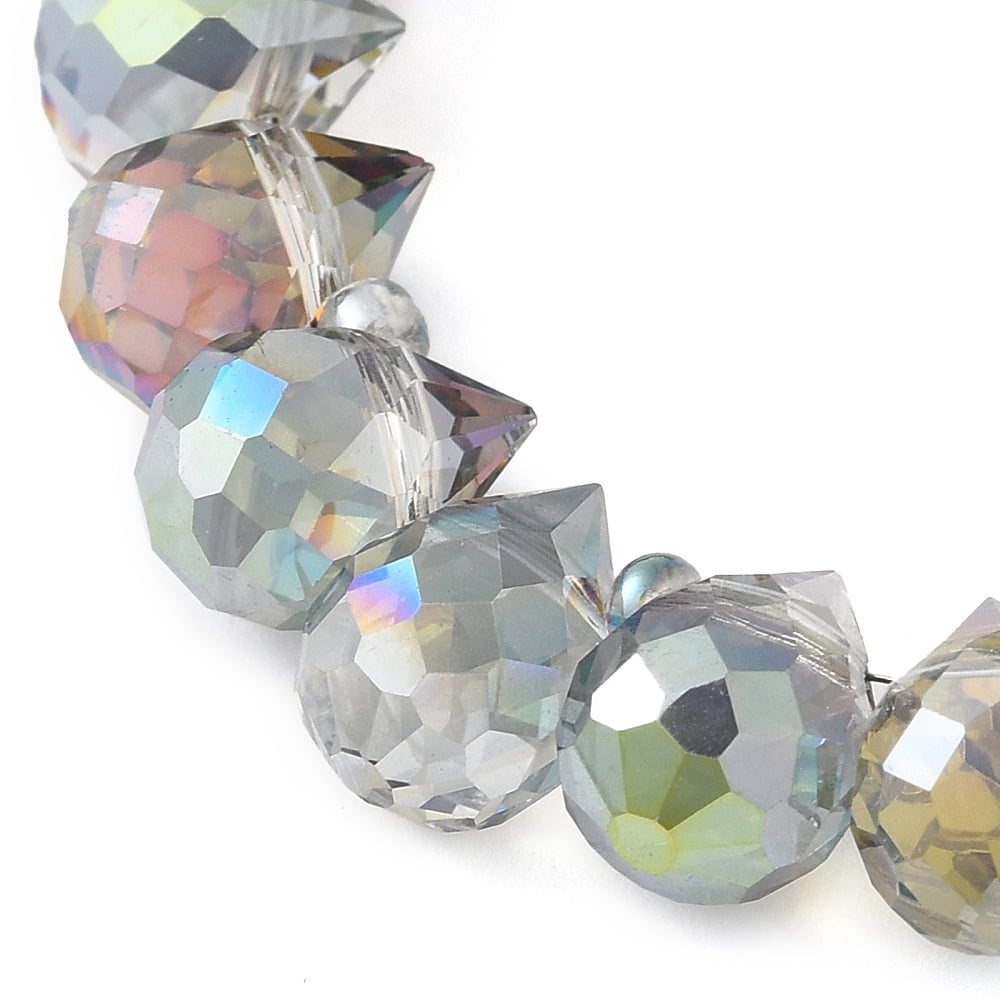 Electroplate Glass Beads Strands Teardrop Yellow Green 10~11x8mm Hole: 1mm 93pcs/strand 62cm
