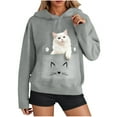 thumbnail image 2 of Yteetum Hoodies for Women Oversized Drawstring Front Carry Pet Pouch Pullover Hooded Sweatshirts Womens Pet Graphic Print Loose Pet Big Pockets Long Sleeve Hooded Sweatshirt Fall Clothes Clothes, 2 of 7