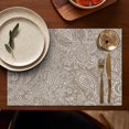 thumbnail image 2 of Set of 6 Paisley Placemats, Flax Linen Table Mats Featuring Retro Boho Floral and Mandala Patterns, Heat Resistant and Wrinkle Free, 2 of 2