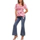 thumbnail image 2 of Blusa de peplum con envoltura para mujer INSPIRE CHIC, 2026, verano, floral, de manga corta, con volantes, cuello en V, con cinturón, talla XS, floral rosa, 2 of 6