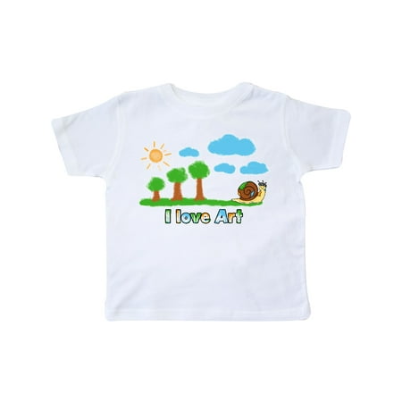 

Inktastic Painting Snail I Love Art Clouds Sun and Tree Gift Toddler Boy or Toddler Girl T-Shirt