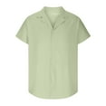 thumbnail image 4 of DDAPJ pyju Men's Hawaiian Shirts Cotton Linen Button Down Shirt Casual Aloha Tops Tropical Holiday Beach Shirts Light Green XL, 4 of 7