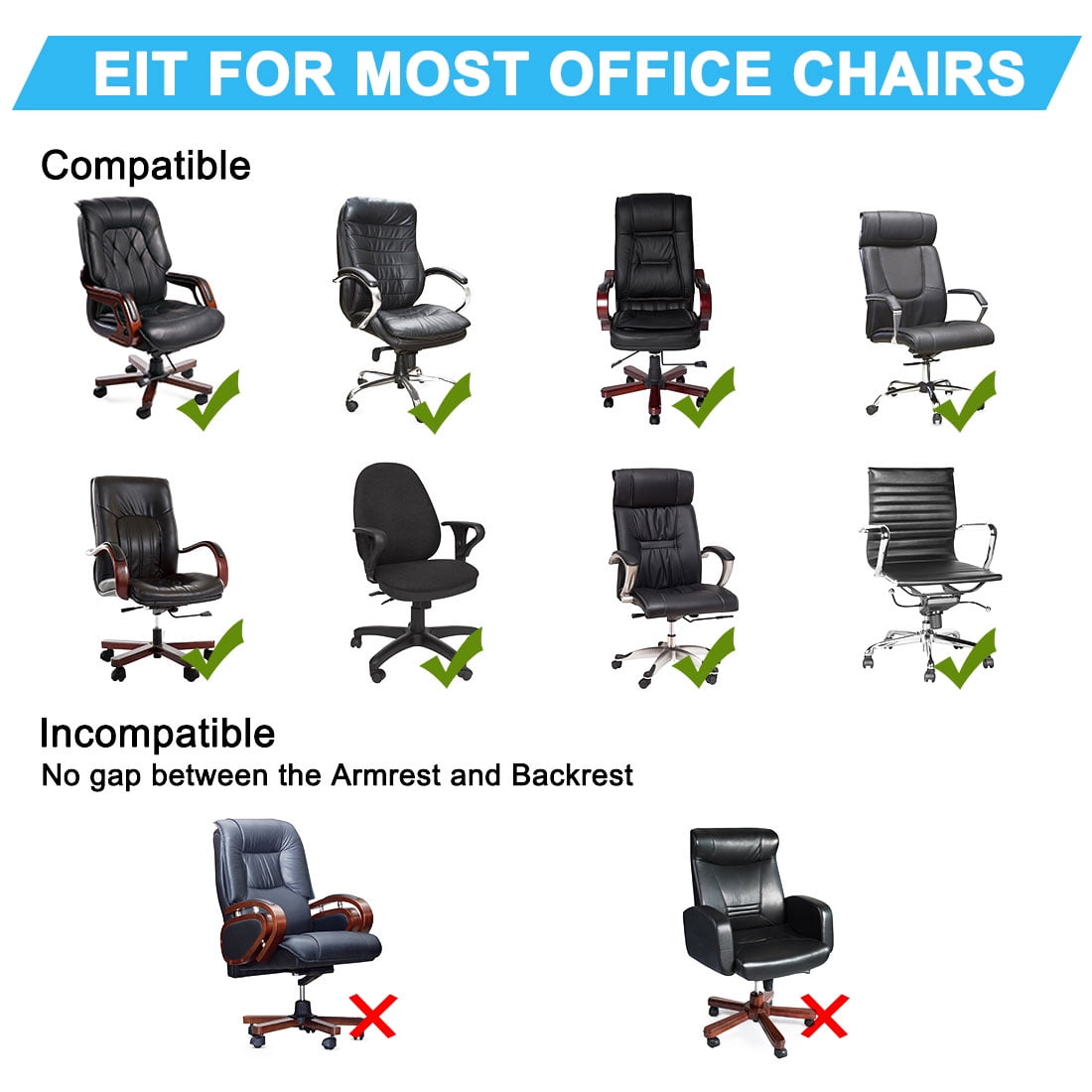 Unique Bargains Stretch Office Chair Cover Armchair Protector Black L