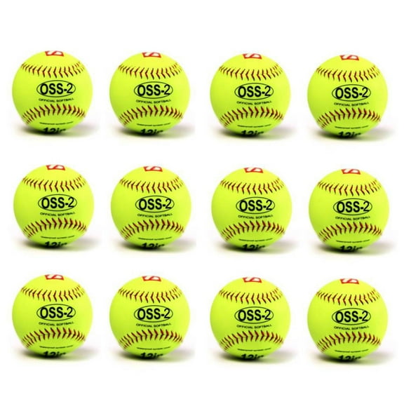 Barnett OSS-2 Practice SoftBall Ball, Soft Touch, Size 12", White, 1 Dozen