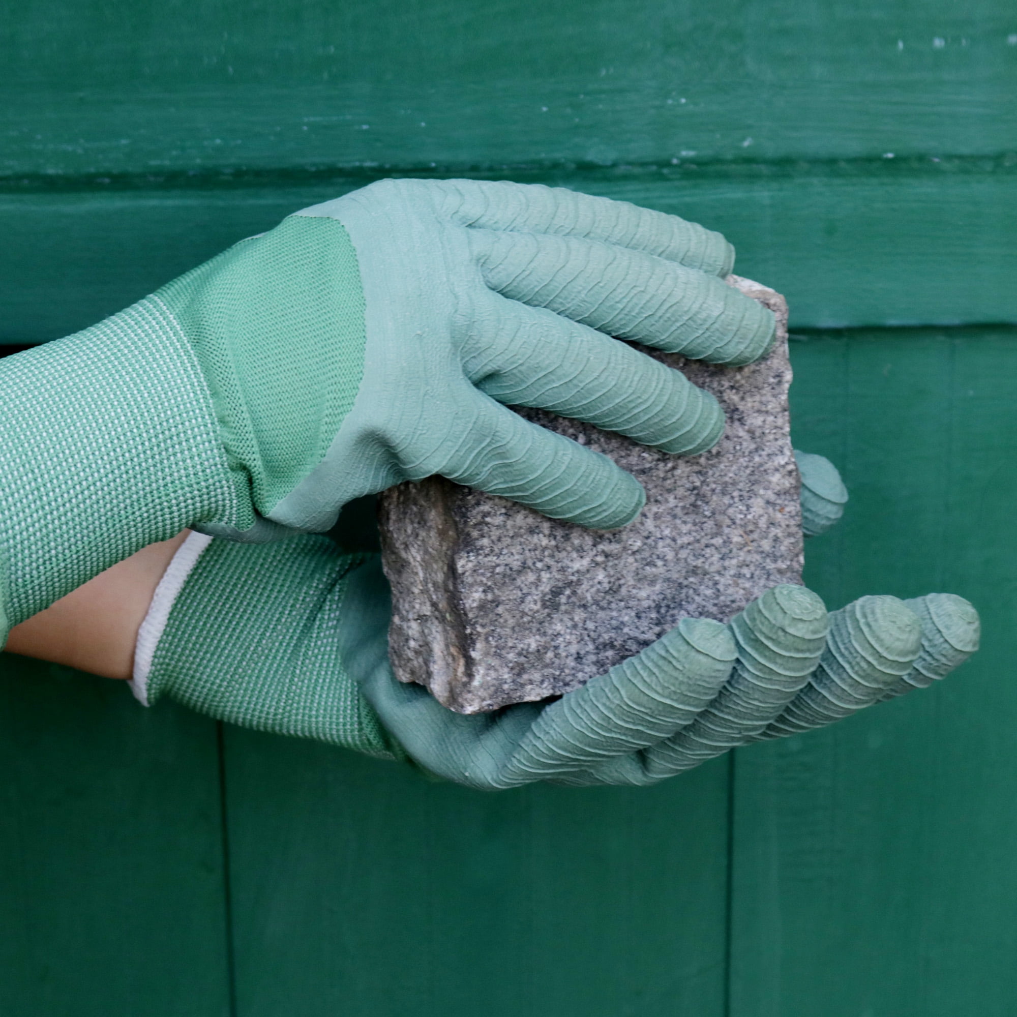 Expert Gardener Latex Ripple Grip Gloves,Size Small,Grassy Green Color