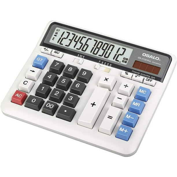 Calculadora LCD escritorio + botón computadora 12 dígitos (OS-2135 Pro)