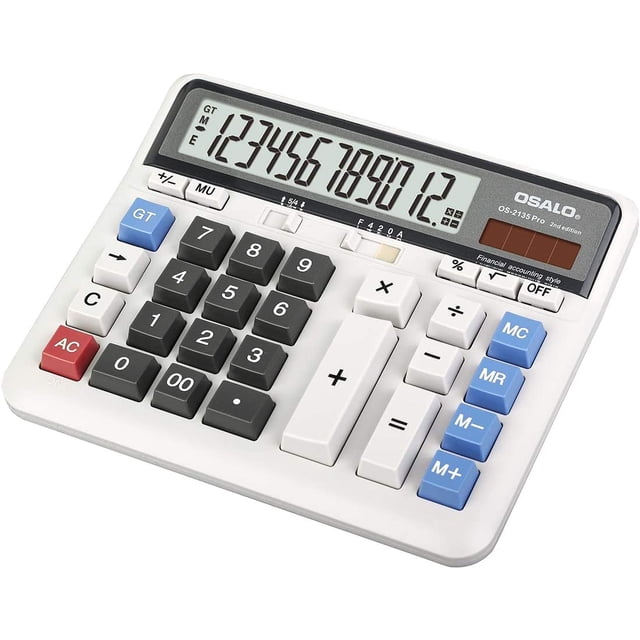 Calculadora LCD escritorio + botón computadora 12 dígitos (OS-2135 Pro)