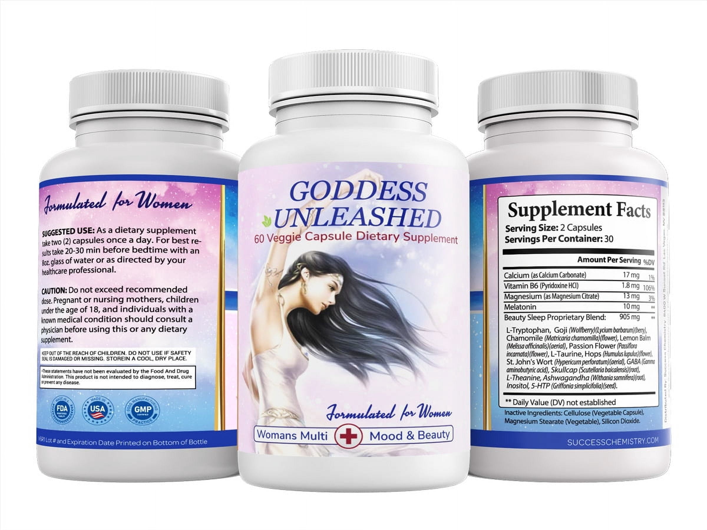 Goddess Unleashed Mood & Beauty Best Daily Women's Multivitamin Natural Female