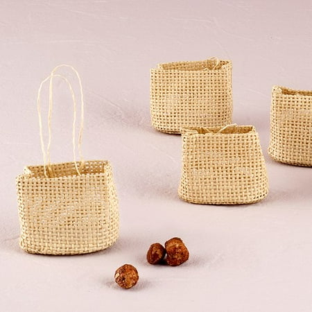 Beach Bag Favors - Natural Miniature Woven Beach Party Wedding Favor Bags Set of 6