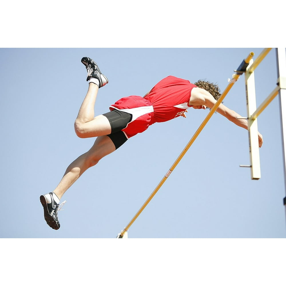 Athlete Vault Man Competition Pole Vaulter Pole20 Inch By 30 Inch Laminated Poster With Bright