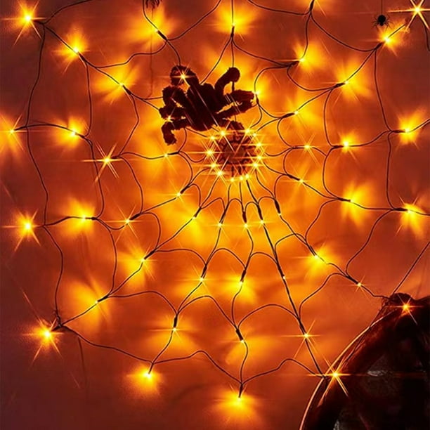 WJSXC Halloween Arachnid Web Lights 1M Diameter 60 LED with Black ...