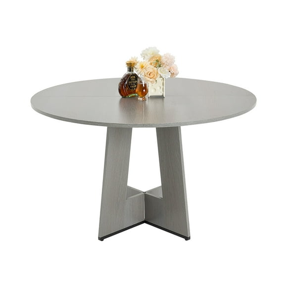 VEVOR 47 in Round Dining Table Wood Kitchen Table for 2-4 Person Grey (Only Table)