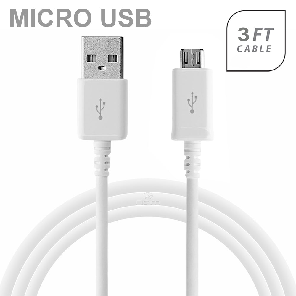 3M 10ft LONG L-Shape WHITE Micro USB cable 4 Samsung Galaxy Tab 4 3 10.1 8.0 7.0 